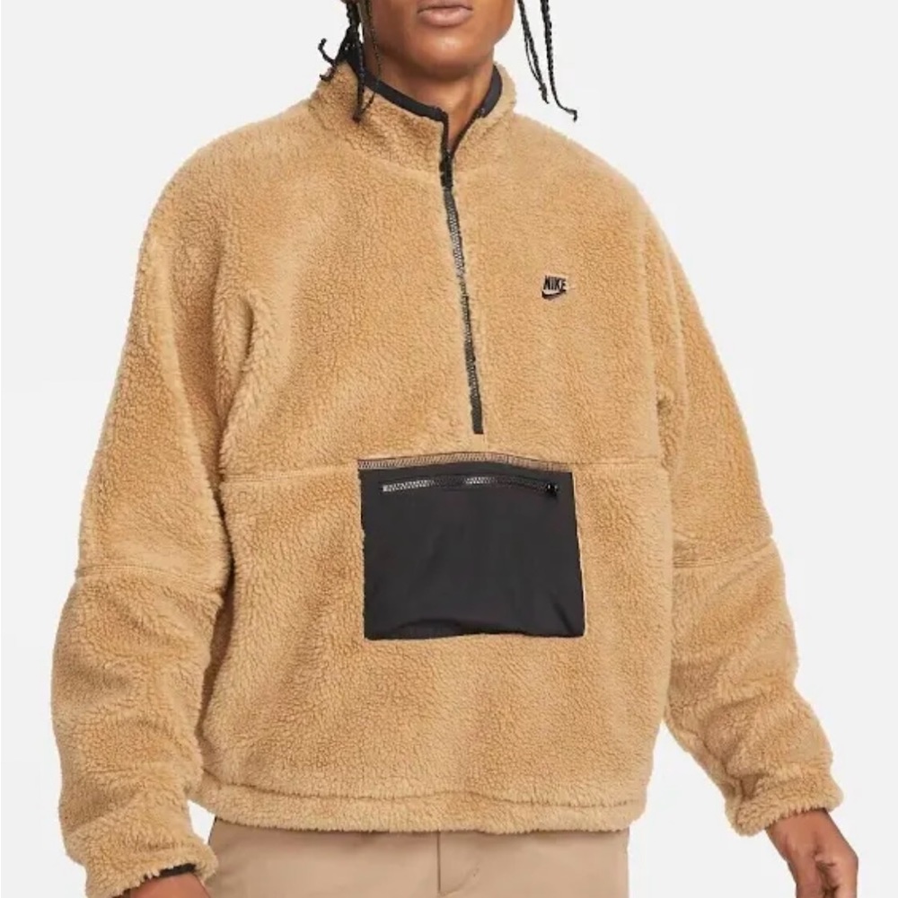 Nike Tan Anorak Sherpa Fleece Pullover